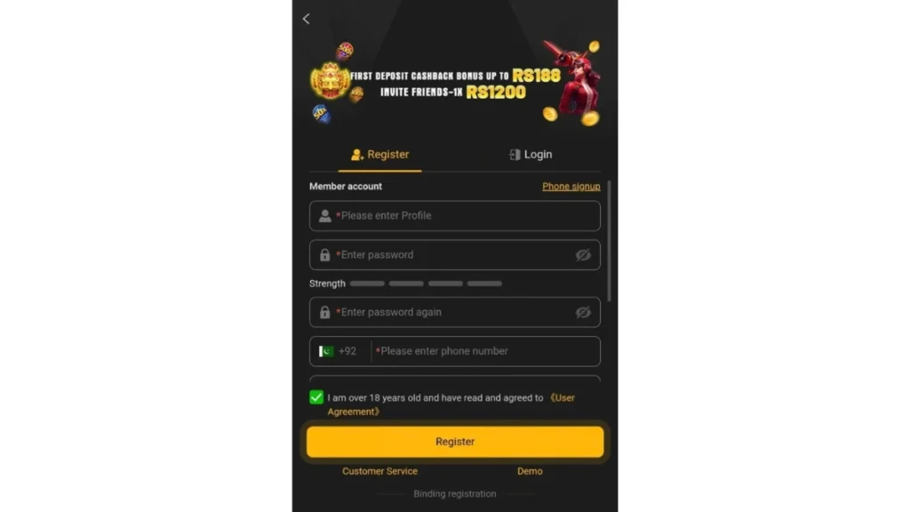 188PKR Game Signup section